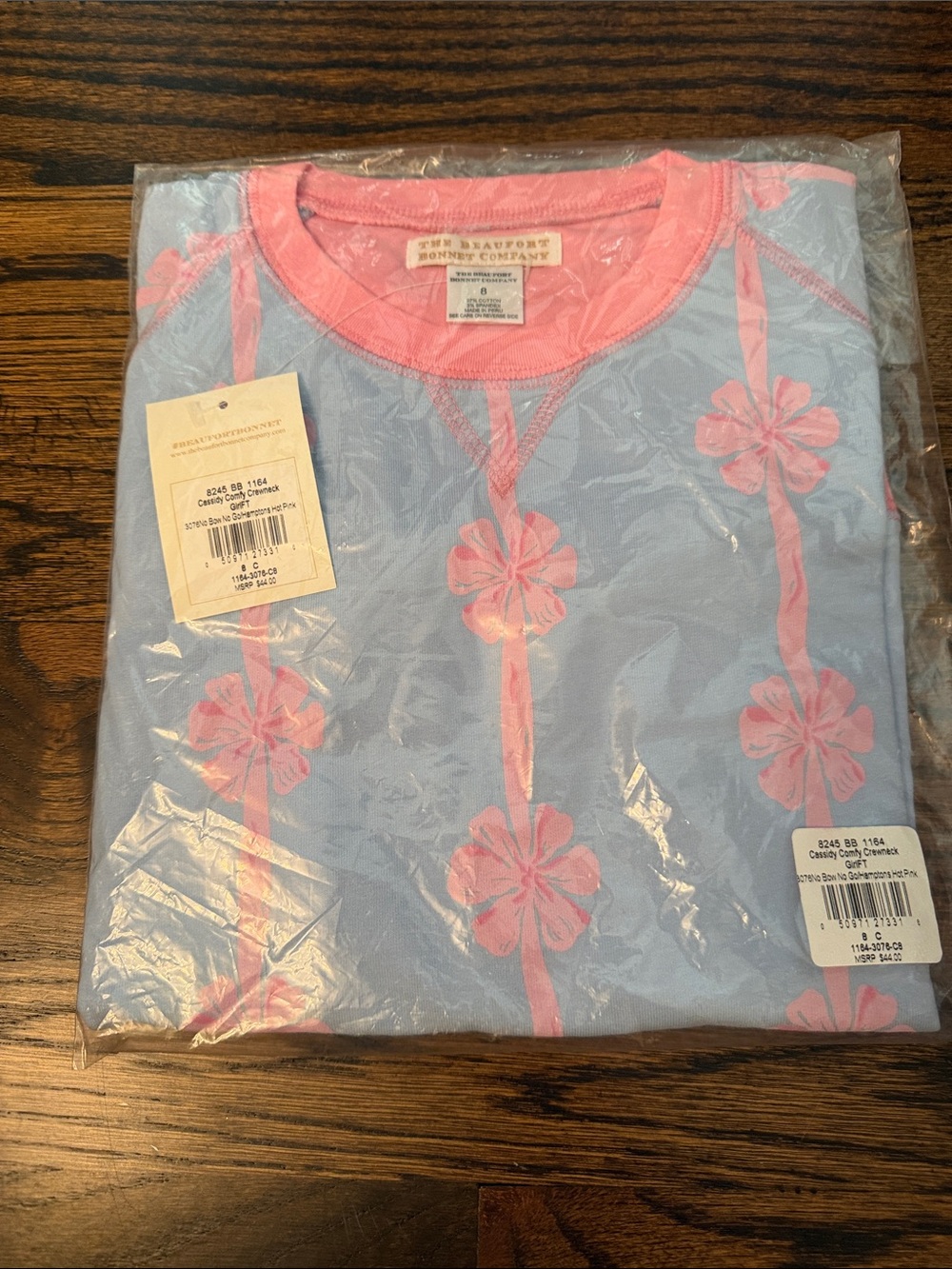 The Beaufort Bonnet Company Girls Light Blue and Pink Floral Top
